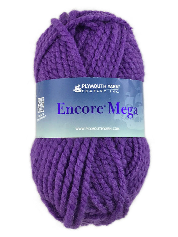 A purple skein of Plymouth Encore Mega yarn