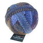 Schoppel Wolle Crazy Zauberball yarn color blue and tan