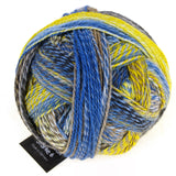 A photo of a colorful ball of Schoppel Zauberball Starke 6 yarn