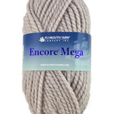 A gray skein of Plymouth Encore Mega yarn