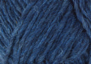A close up photo of blue Istex Lettlopi yarn