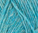 A close up photo of blue Istex Lettlopi yarn