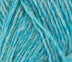 A close up photo of blue Istex Lettlopi yarn