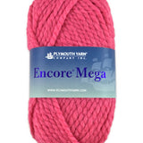 A pink skein of Plymouth Encore Mega yarn