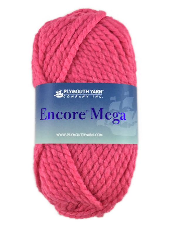 A pink skein of Plymouth Encore Mega yarn
