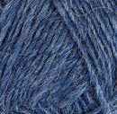A close up photo of blue Istex Lettlopi yarn