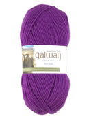 A purple skein of Plymouth Galway yarn
