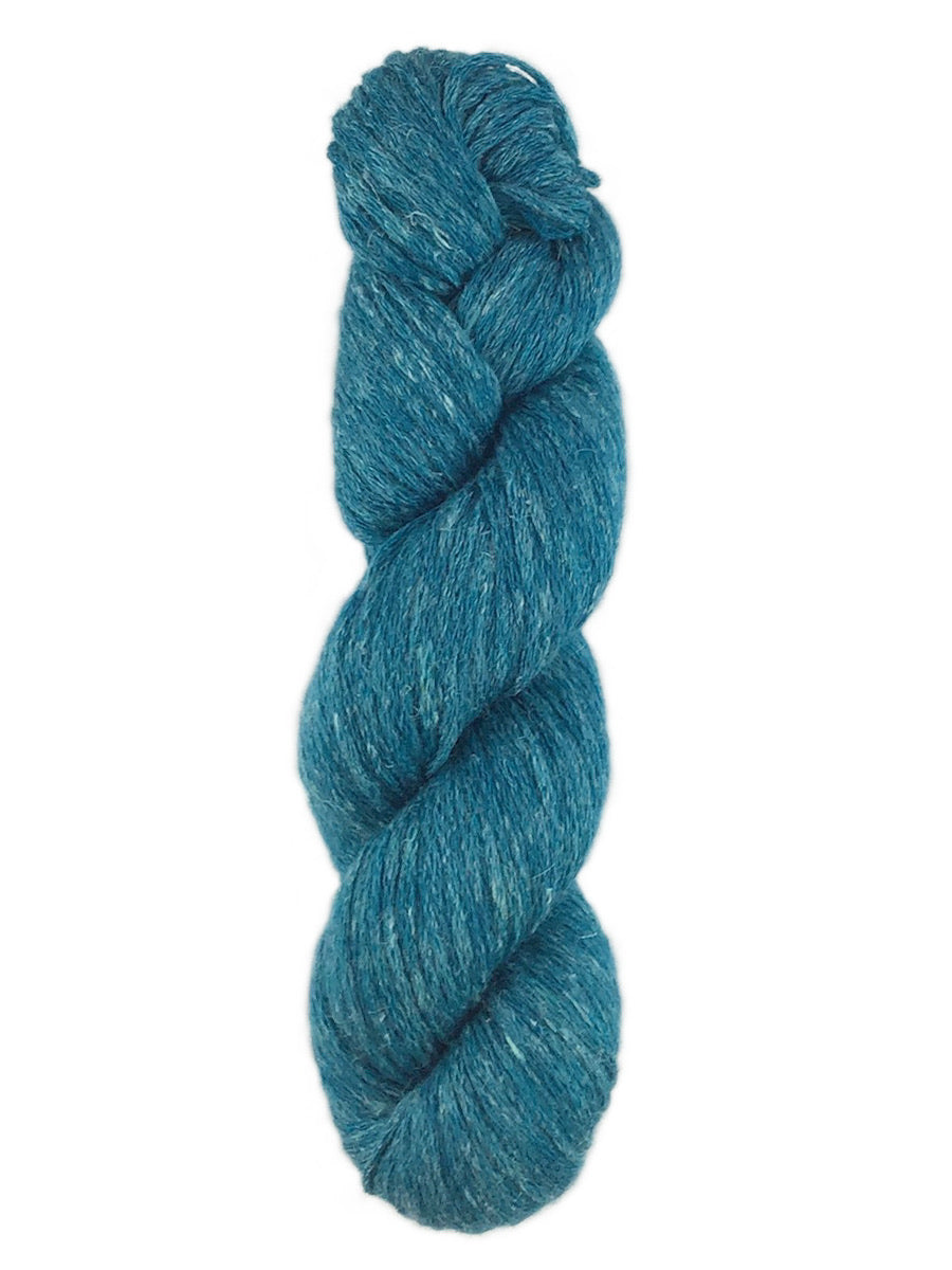 A blue skein of Elsebeth Lavold Misty Wool yarn