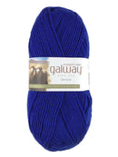 A blue skein of Plymouth Galway yarn