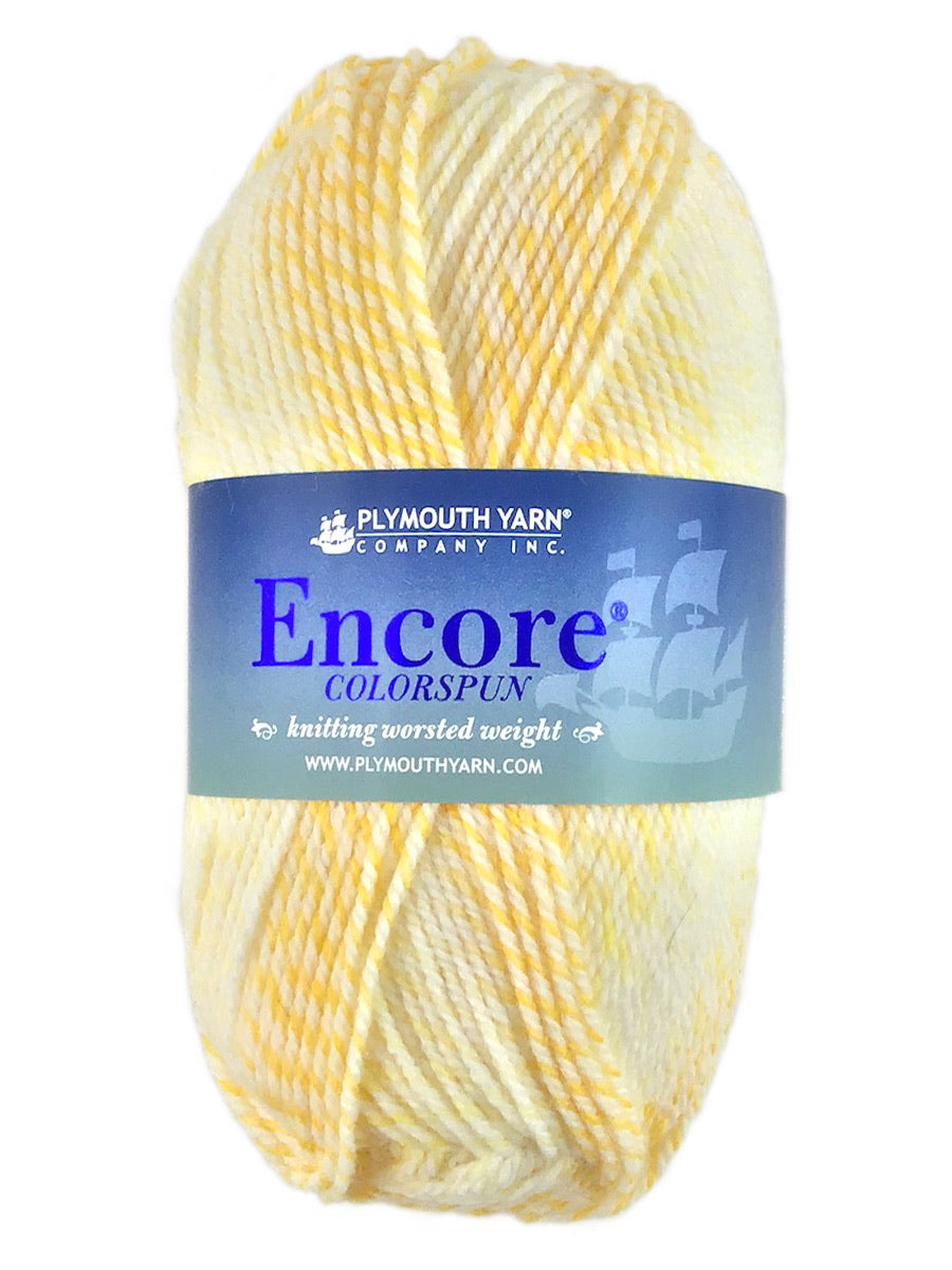 A yellow mix of Plymouth Encore Colorspun yarn