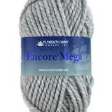 A gray skein of Plymouth Encore Mega yarn