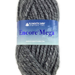 A gray skein of Plymouth Encore Mega yarn