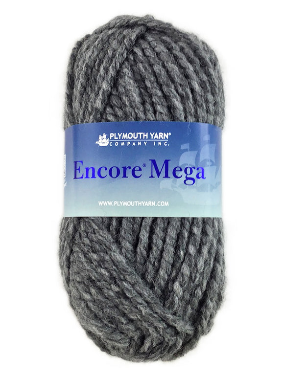 A gray skein of Plymouth Encore Mega yarn