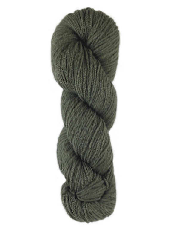 A green skein of Brown Sheep Prairie Spun DK yarn