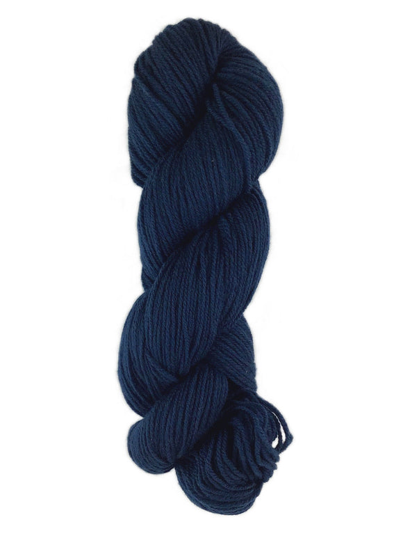 A blue skein of Brown Sheep Prairie Spun DK yarn