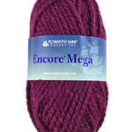 A purple skein of Plymouth Encore Mega yarn