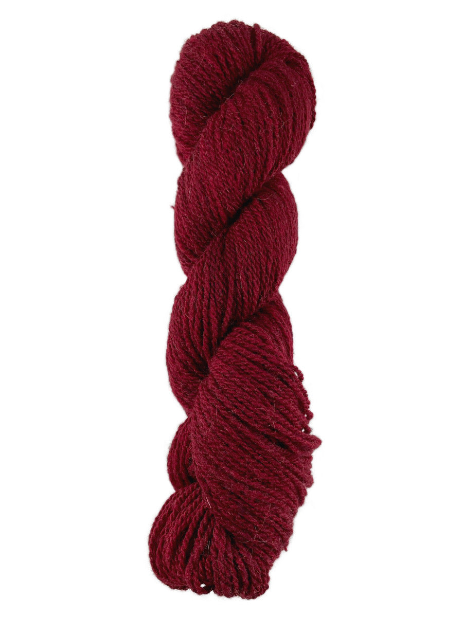 A red skein of Mountain Meadow Wool Mountain Down yarn