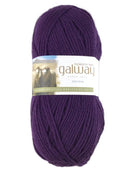 A purple skein of Plymouth Galway yarn
