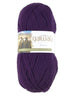 A purple skein of Plymouth Galway yarn