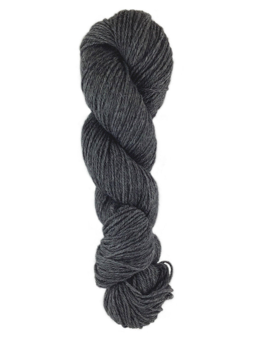 A gray skein of Brown Sheep Prairie Spun DK yarn