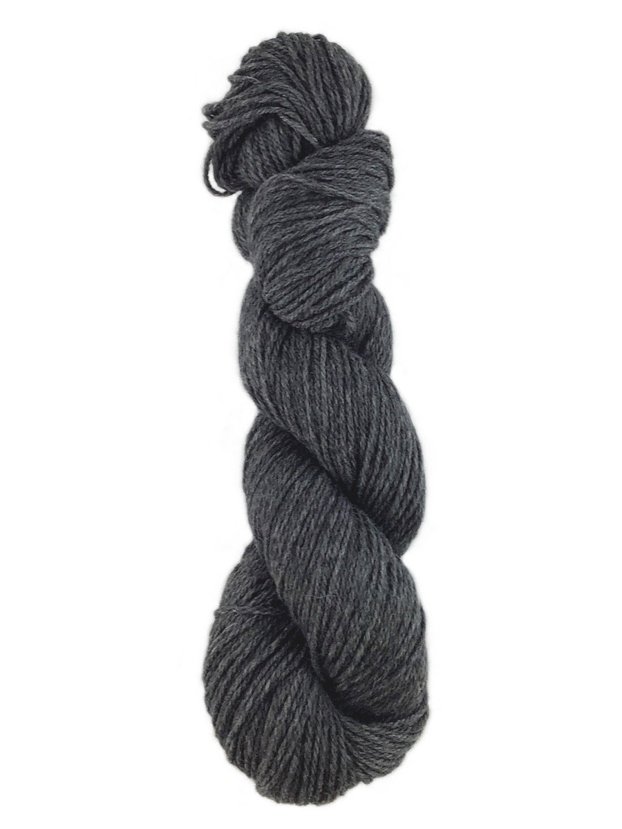 A gray skein of Brown Sheep Prairie Spun DK yarn