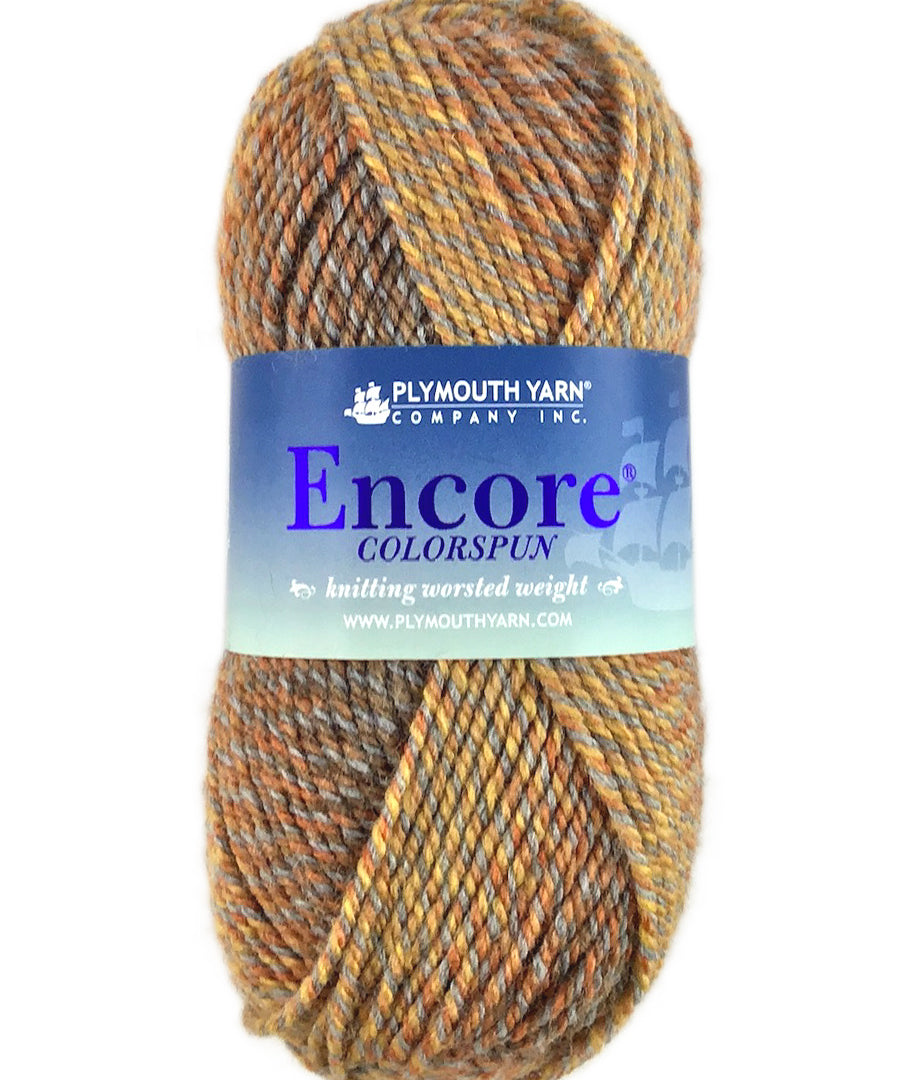 A yellow mix of Plymouth Encore Colorspun yarn