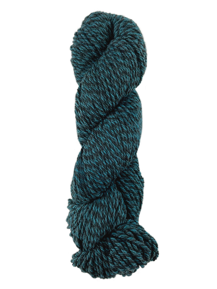 A teal tweed skein of Mountain Meadow Wool Tweed Worsted yarn