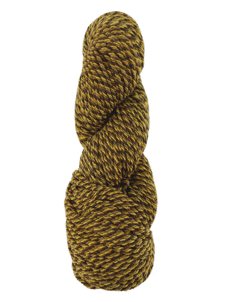 A yellow marled skein of Mountain Meadow Wool Cora yarn