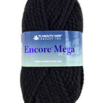 A black skein of Plymouth Encore Mega yarn