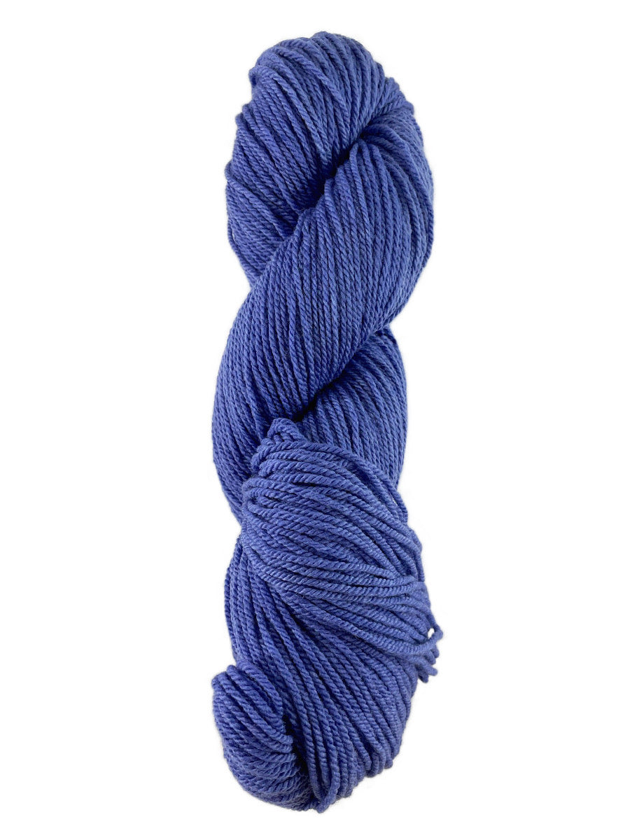 A blue hank of Mountain Meadow Wool Alpine yarn