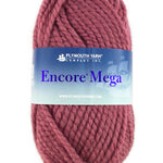 A pink skein of Plymouth Encore Mega yarn