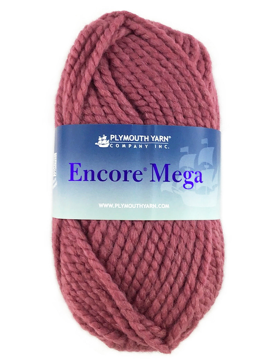 A pink skein of Plymouth Encore Mega yarn