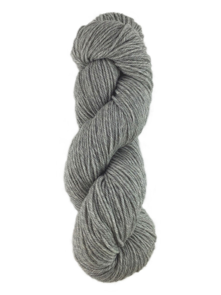 A gray skein of Brown Sheep Prairie Spun DK yarn