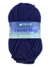 A blue skein of Plymouth Encore Mega yarn
