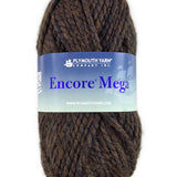 A brown skein of Plymouth Encore Mega yarn