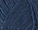 A close up photo of blue Istex Lettlopi yarn