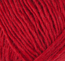 A close up photo of red Istex Lettlopi yarn