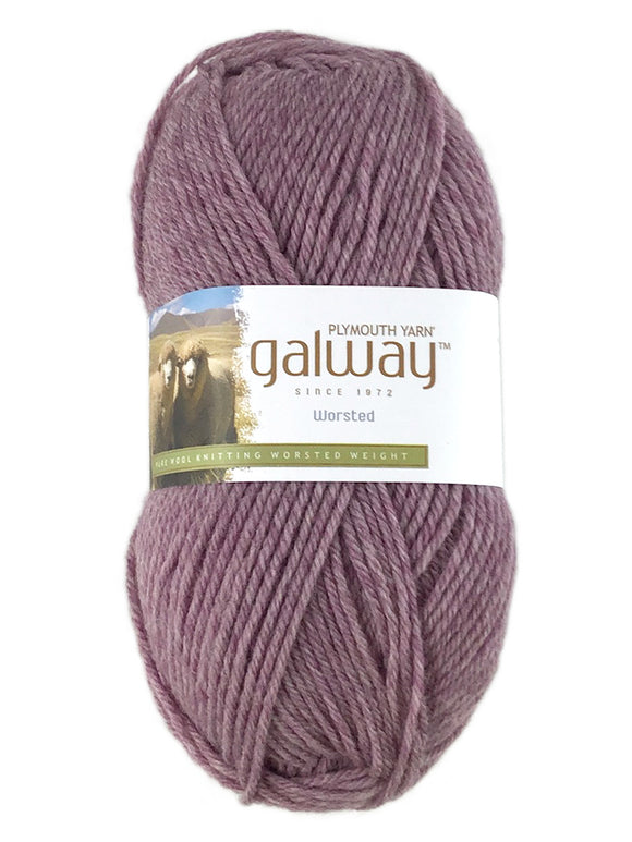 A pink skein of Plymouth Galway yarn