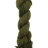 A green skein of Mountain Meadow Wool Mountain Down yarn