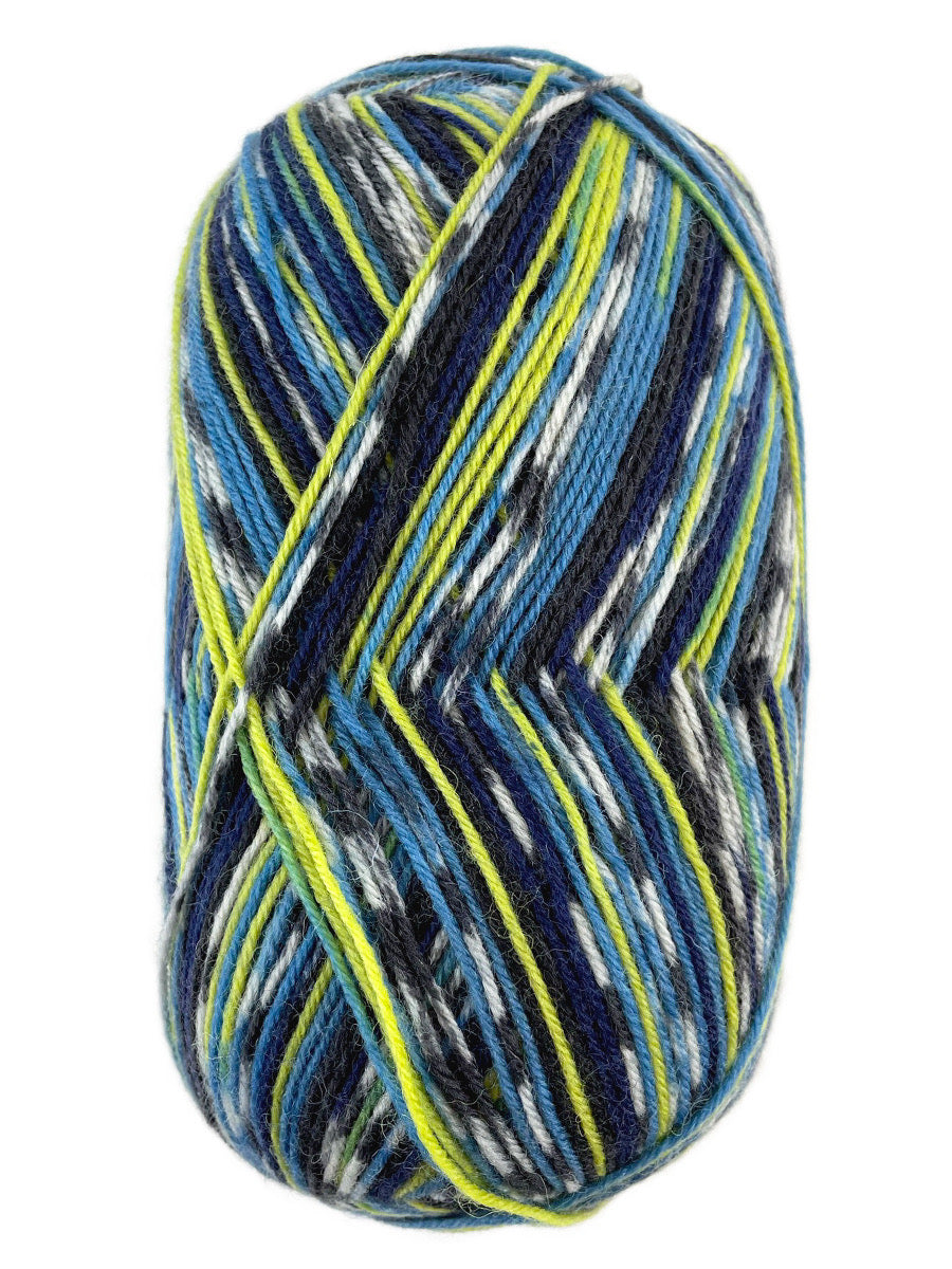 A colorful skein of ONLine Supersocke Anden Color yarn