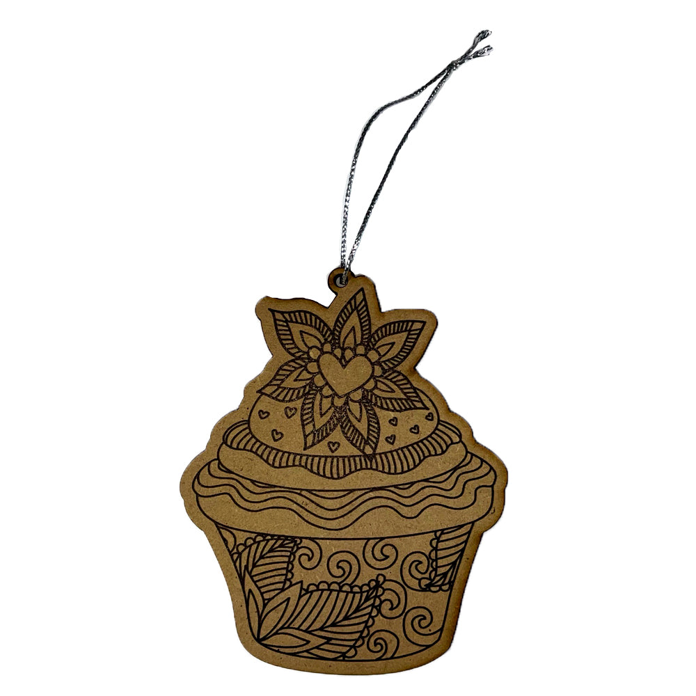A Needle Runs Through It- Wooden Ornament- Cupcake