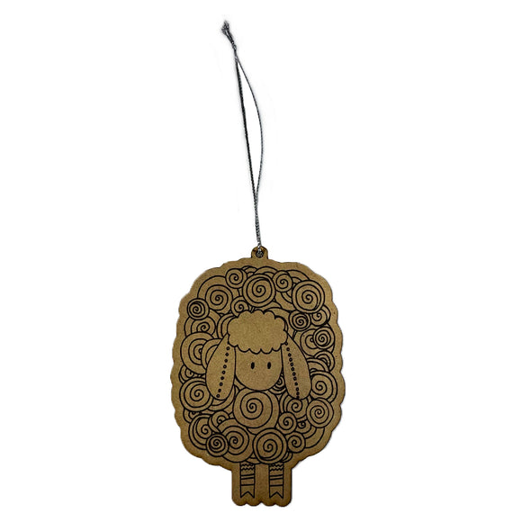 A Needle Runs Through It- Wooden Ornament- Sheep Oval