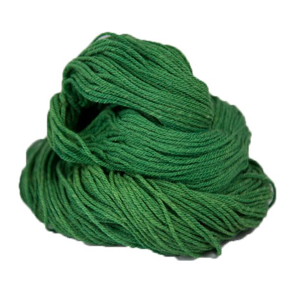 A green hank of the Mountain Meadow Wool Alpine collection.
