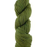 A green skein of Mountain Meadow Wool Cora yarn