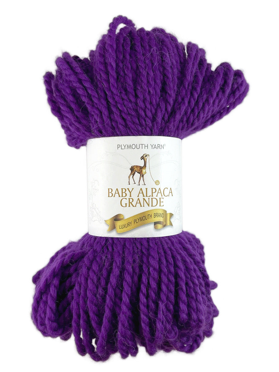 A purple skein of Plymouth Baby Alpaca Grande Yarn