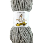 A grey skein of Plymouth Baby Alpaca Grande yarn