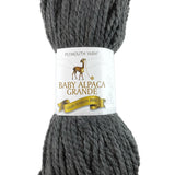 A grey skein of Plymouth Baby Alpaca Grande yarn