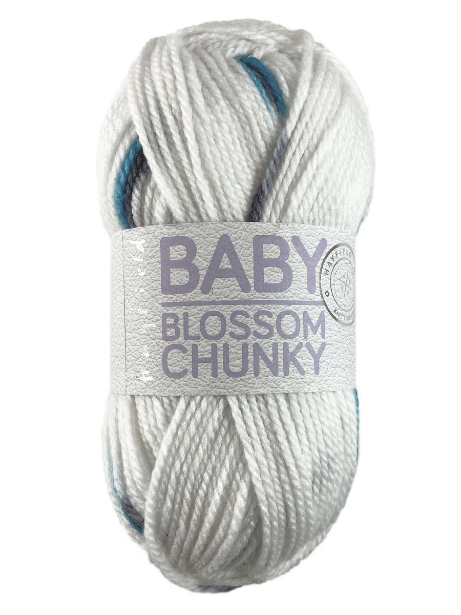 A white skein of Hayfield Blossom Chunky yarn