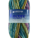A rainbow mix of Plymouth Encore Colorspun yarn