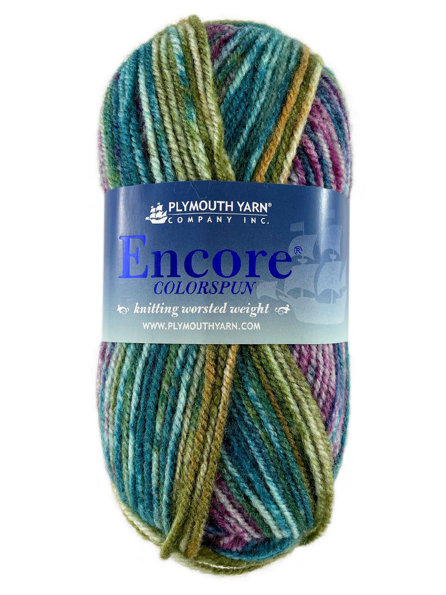 A rainbow mix of Plymouth Encore Colorspun yarn